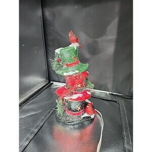 12" STACKING TOP HATS & CARDINALS CHRISTMAS Table Top Lights Up, Tested Works